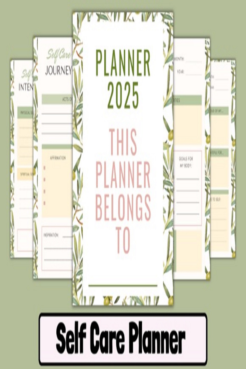 Self Care Planner pinterest preview image.