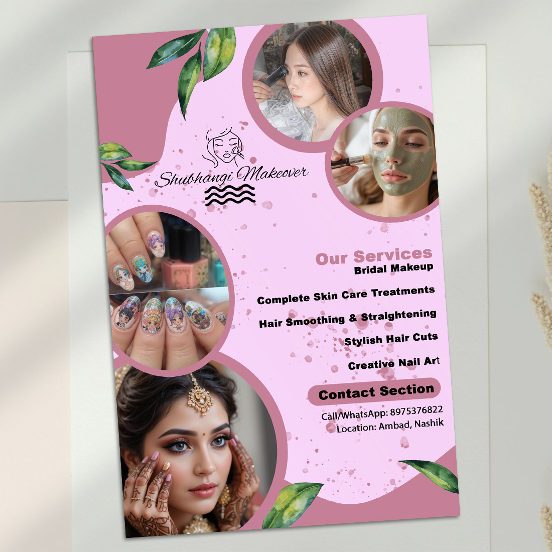 Beauty & Makeup Service Flyer PSD Template – Makeover Design preview image.