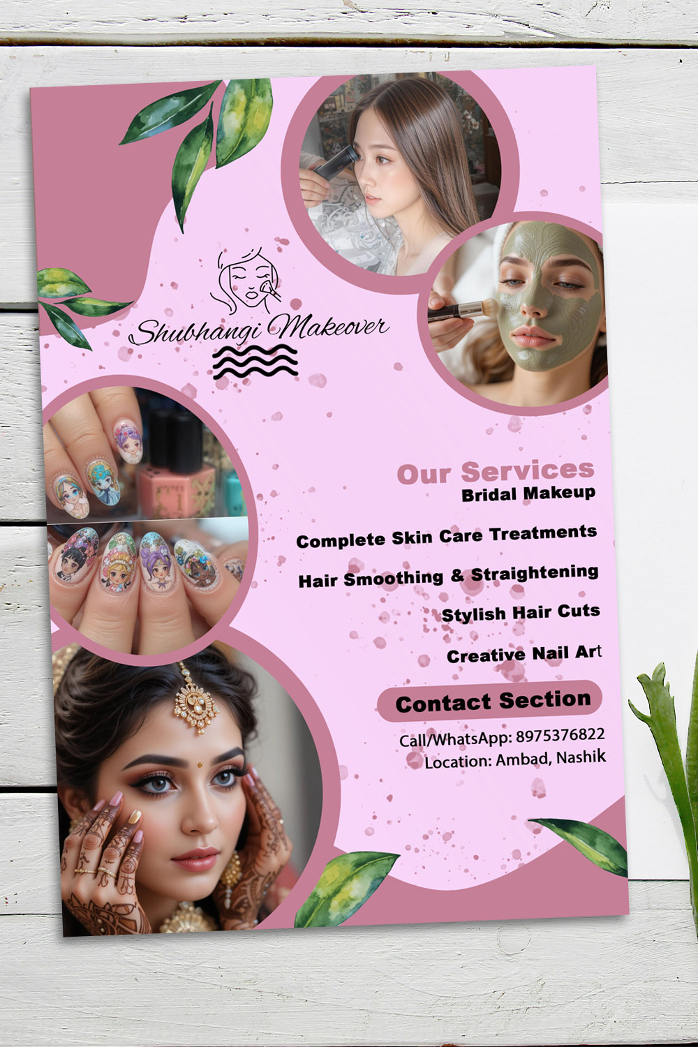 Beauty & Makeup Service Flyer PSD Template – Makeover Design pinterest preview image.