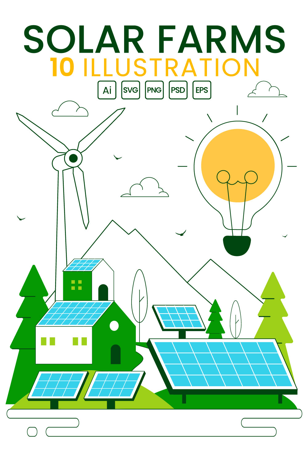 10 Solar Farms Illustration pinterest preview image.