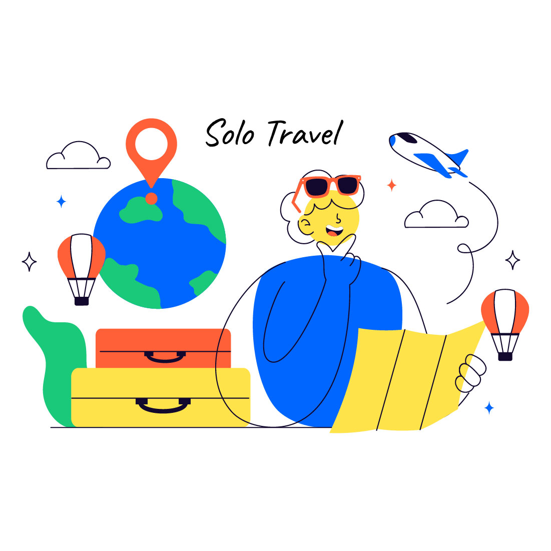 10 Solo Travel Vector Illustration cover image.