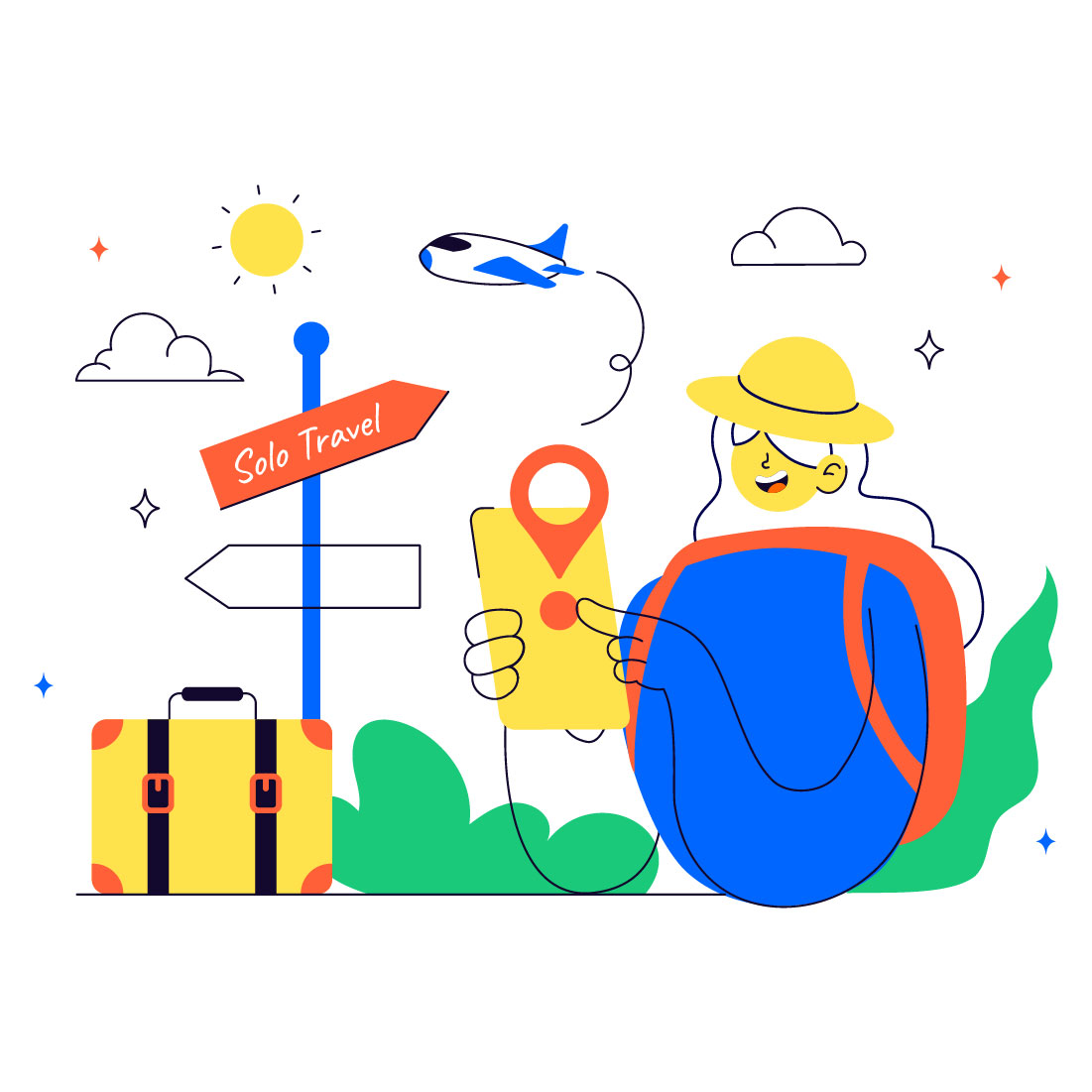 10 Solo Travel Vector Illustration preview image.