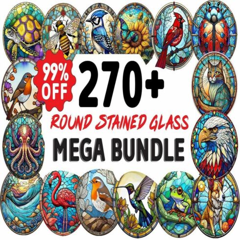 Stained Glass Round Mega Bundle cover image.