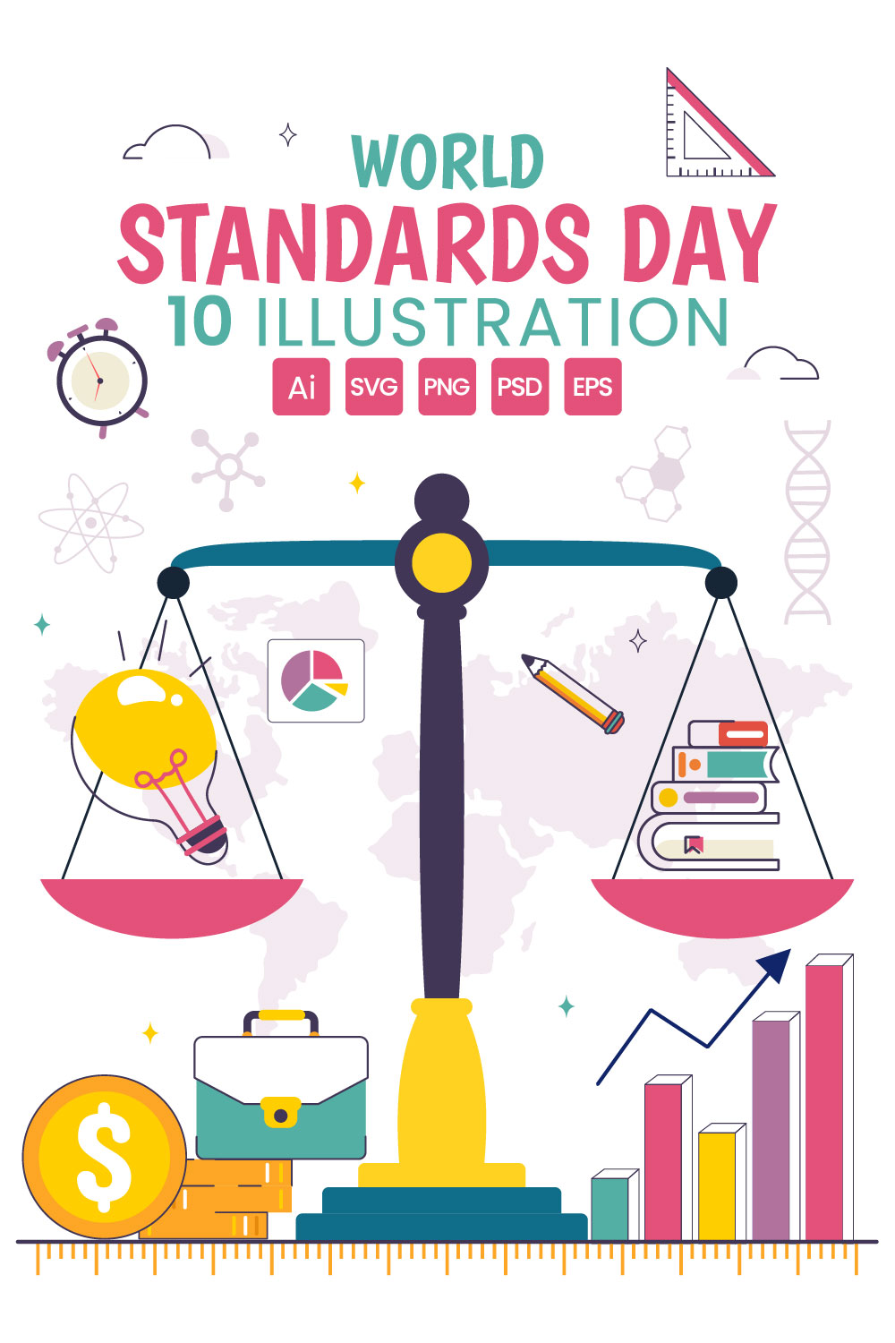 10 World Standards Day Illustration pinterest preview image.