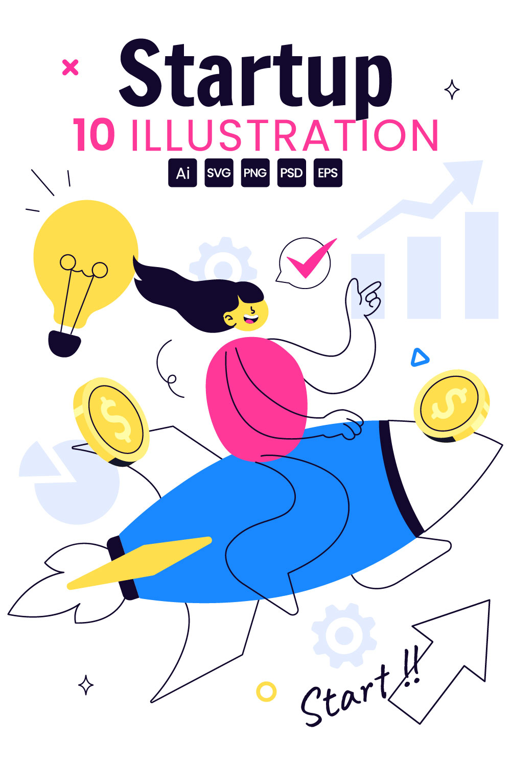 10 Business Startup Vector Illustration pinterest preview image.