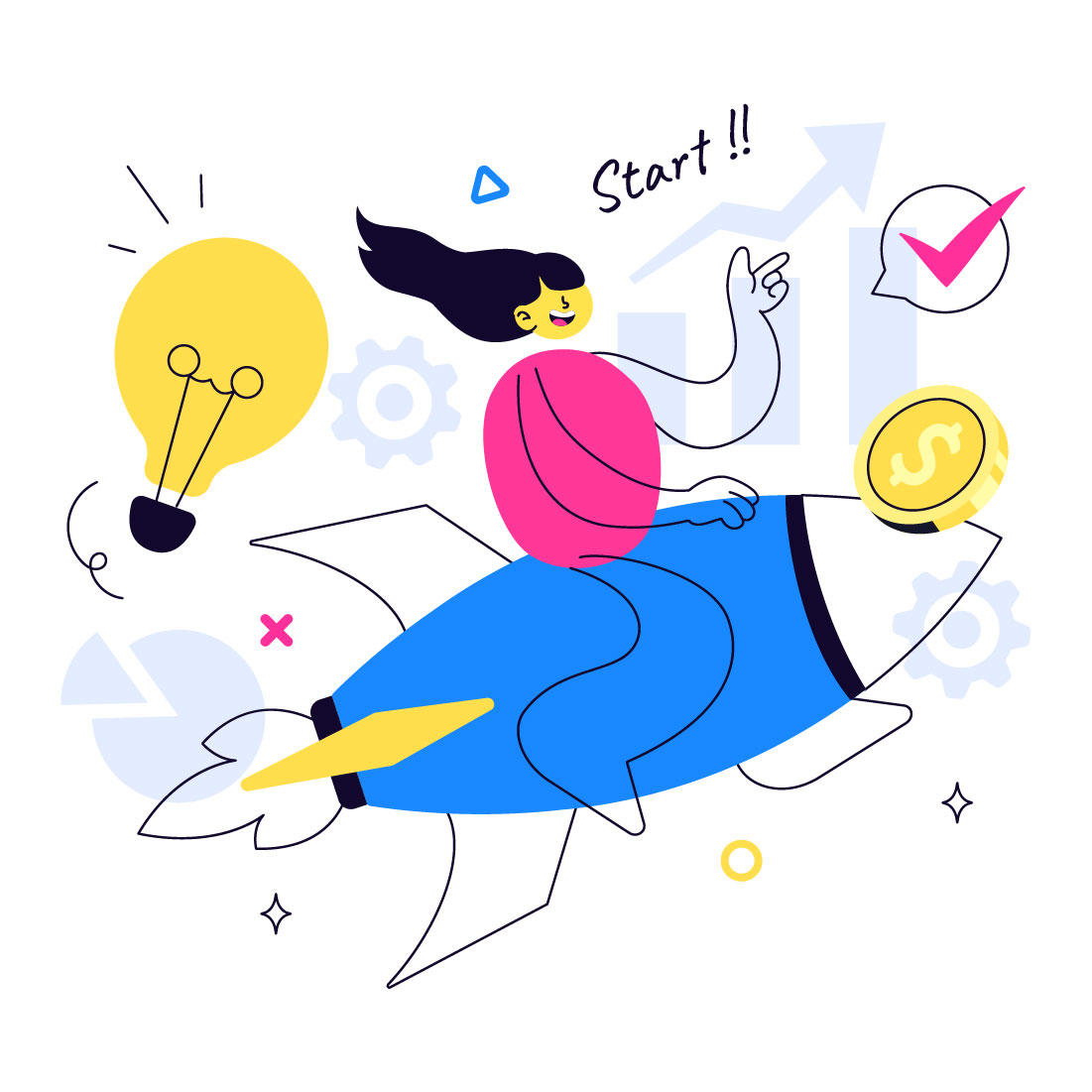 10 Business Startup Vector Illustration cover image.