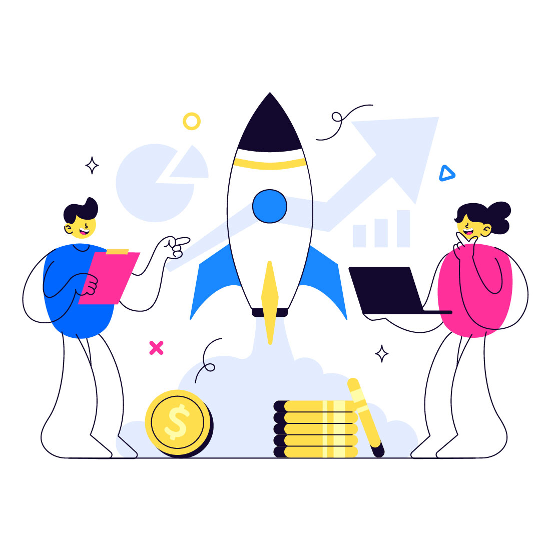10 Business Startup Vector Illustration preview image.