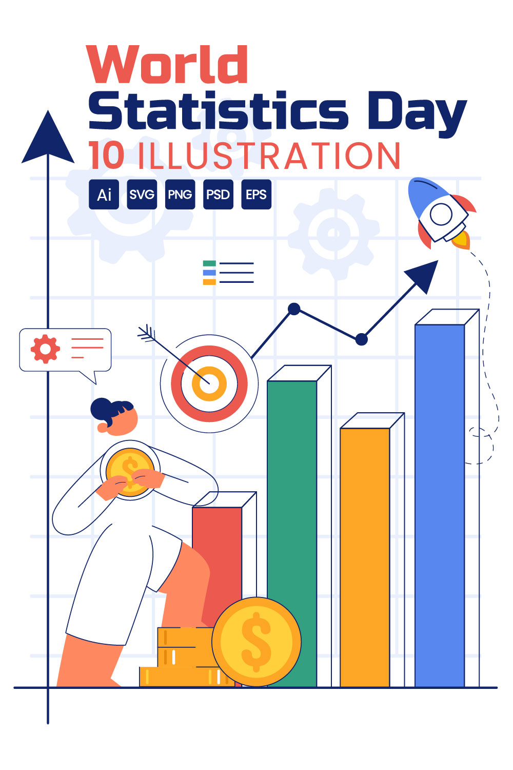 10 World Statistics Day Illustration pinterest preview image.