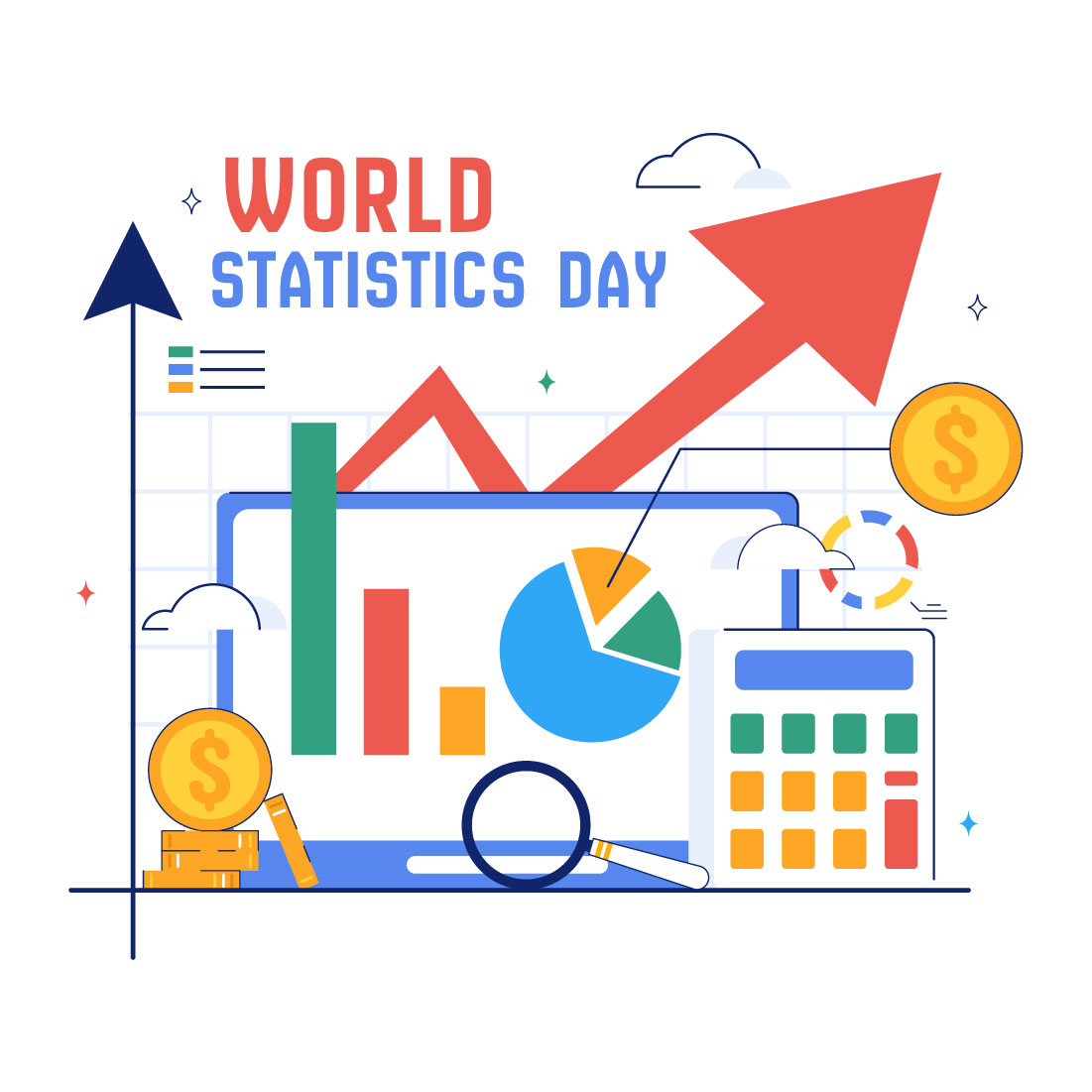 10 World Statistics Day Illustration preview image.