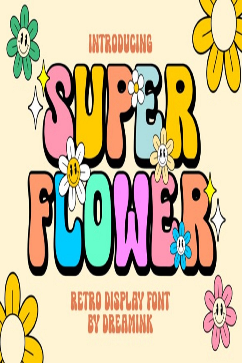 Super Flower Font pinterest preview image.