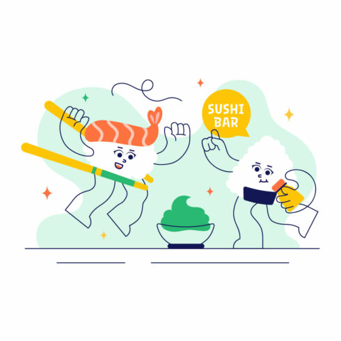10 Sushi Bar Illustration cover image.