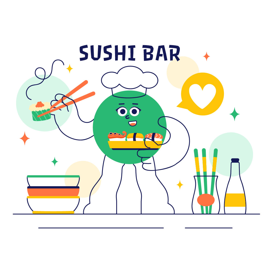 10 Sushi Bar Illustration preview image.