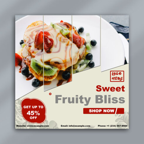 Sweet & Fruity Bliss – PSD Social Media Post Template cover image.