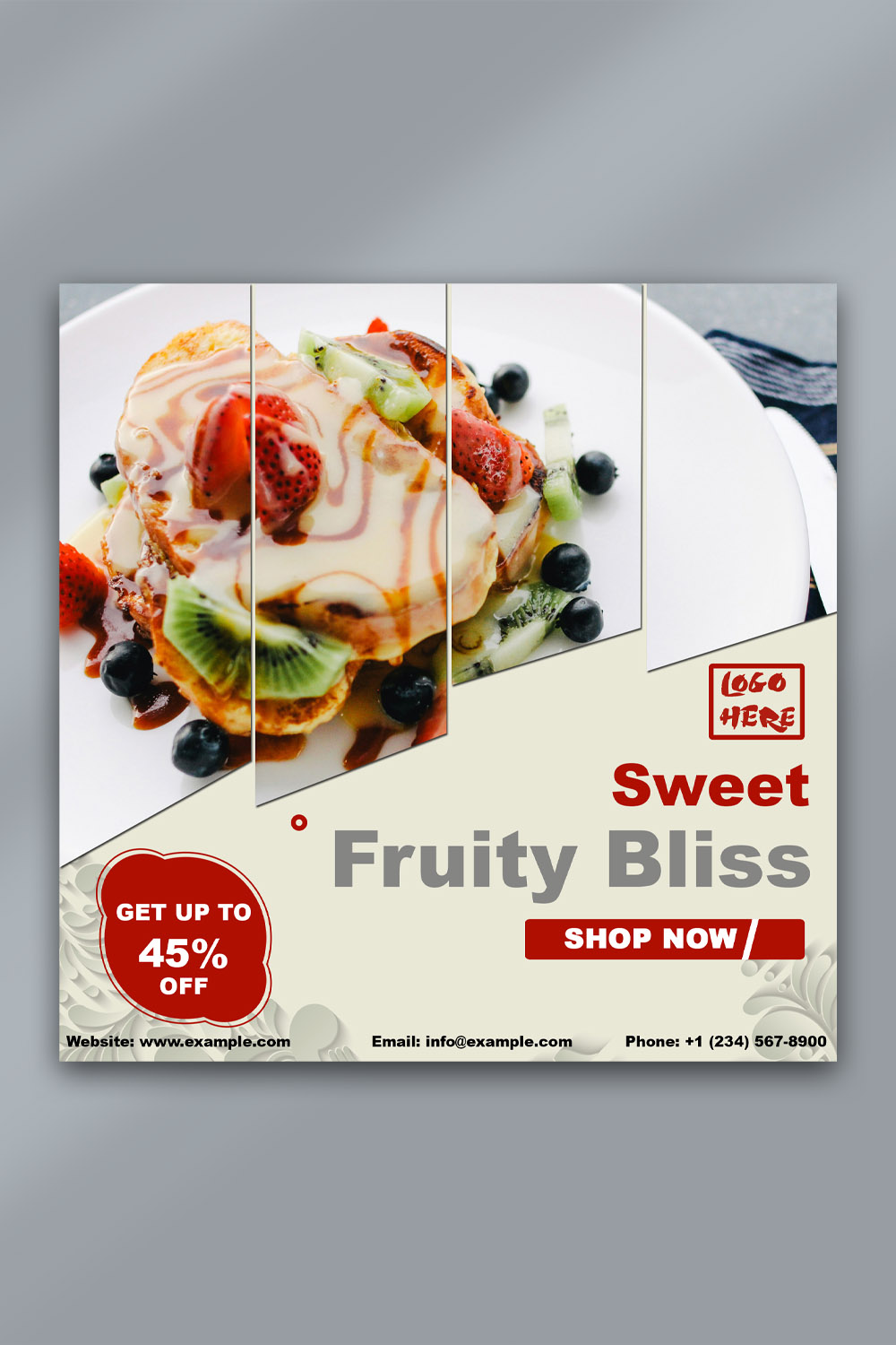Sweet & Fruity Bliss – PSD Social Media Post Template pinterest preview image.