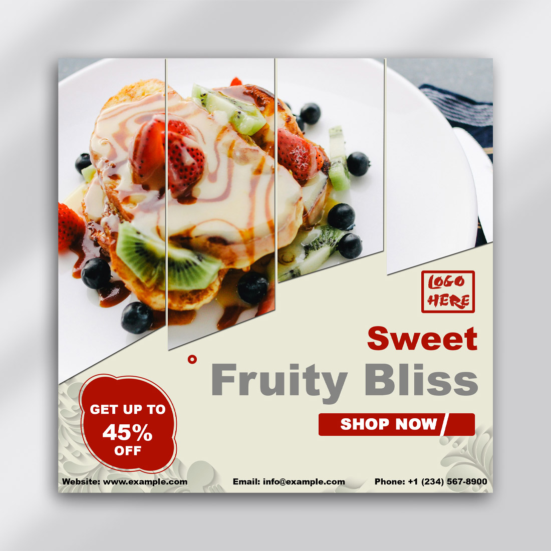 Sweet & Fruity Bliss – PSD Social Media Post Template preview image.