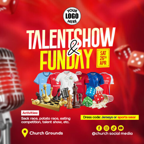Church flyer template, Sports day flyer template, Talents show flyer template, Youth day Flyer template cover image.
