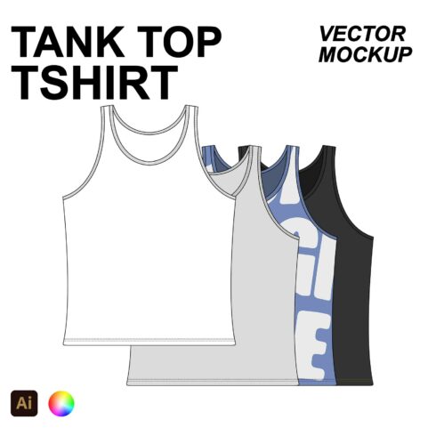 Tank Top Tshirt Flat Vector Mockup cover image.