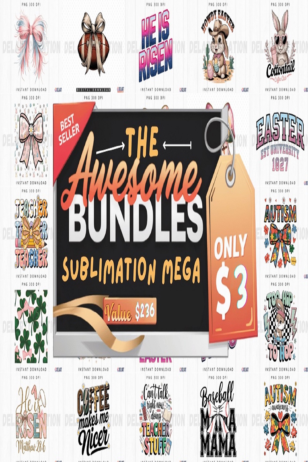 The Awesome Sublimation Bundle pinterest preview image.