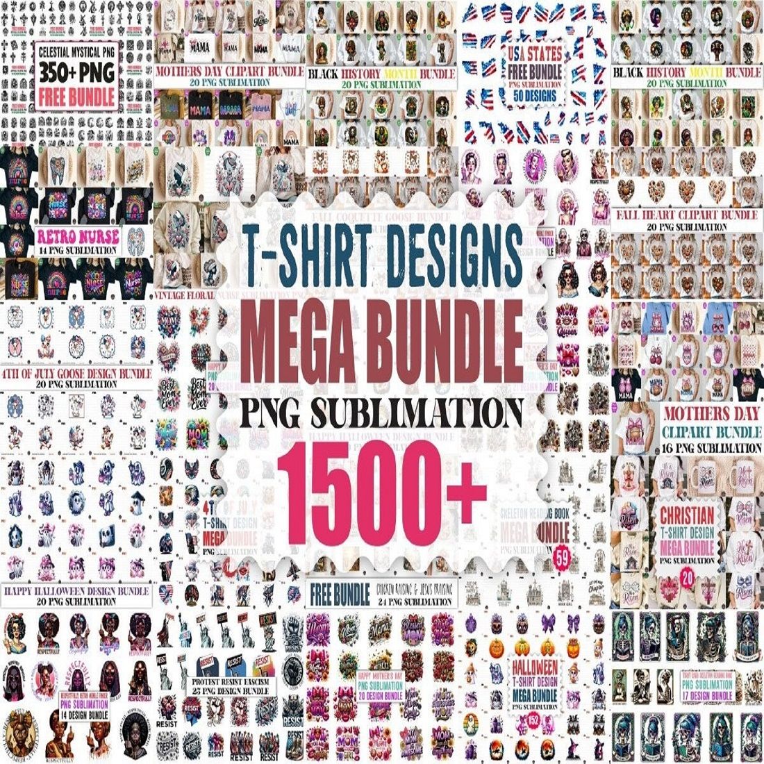 The Big PNG T-Shirt Design Mega Bundle cover image.