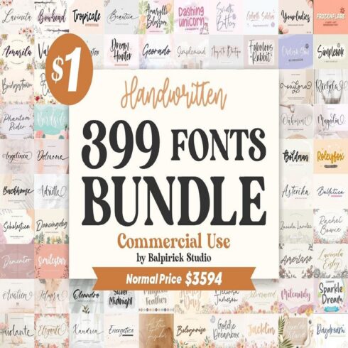 The Handwritten Font Bundle cover image.
