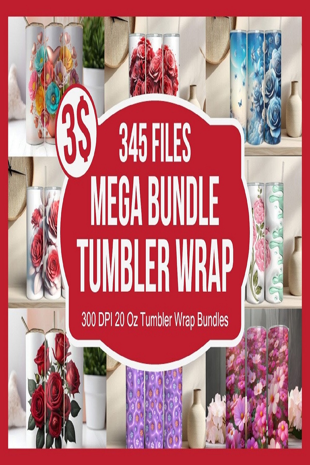 The Mega 3D Tumbler Wrap Bundle pinterest preview image.