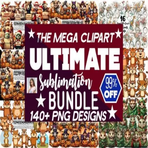 The Mega Sublimation Clipart Bundle cover image.