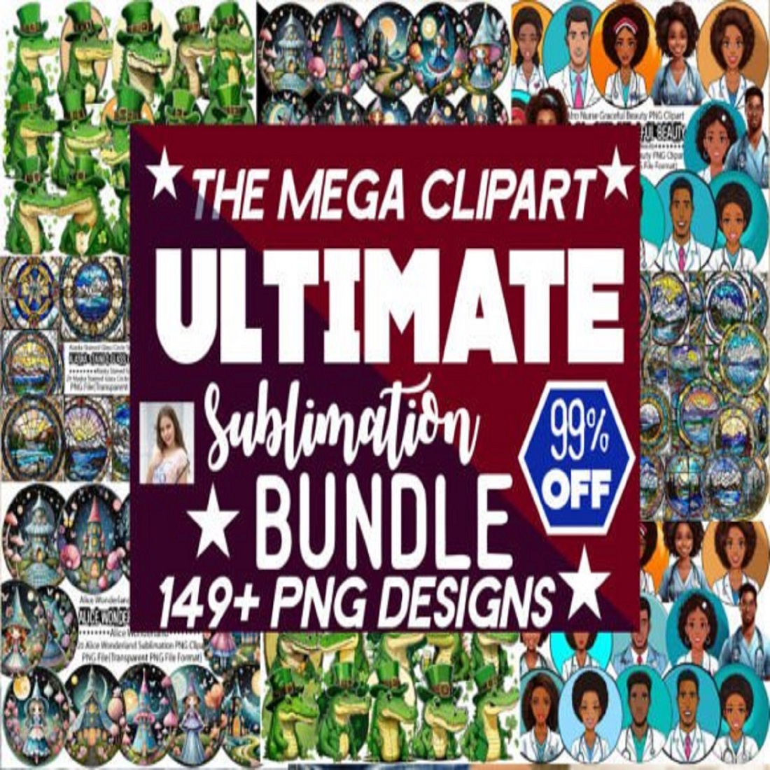 The Mega Sublimation Clipart Bundle cover image.