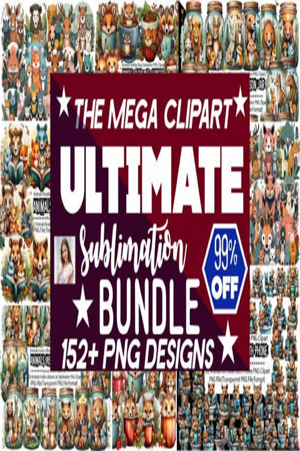 The Mega Sublimation Clipart Bundle pinterest preview image.