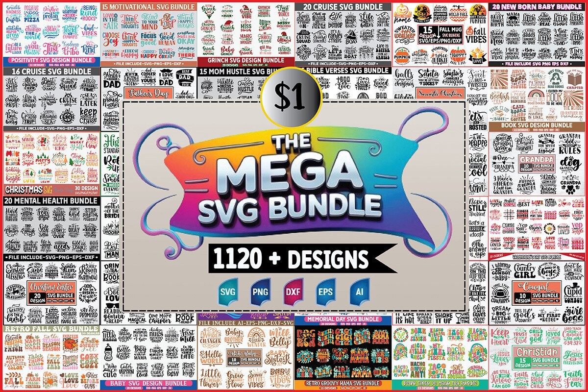 the mega svg bundle bundles 119479864 1 266