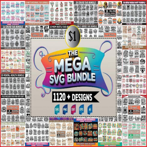 The Mega SVG Bundle cover image.