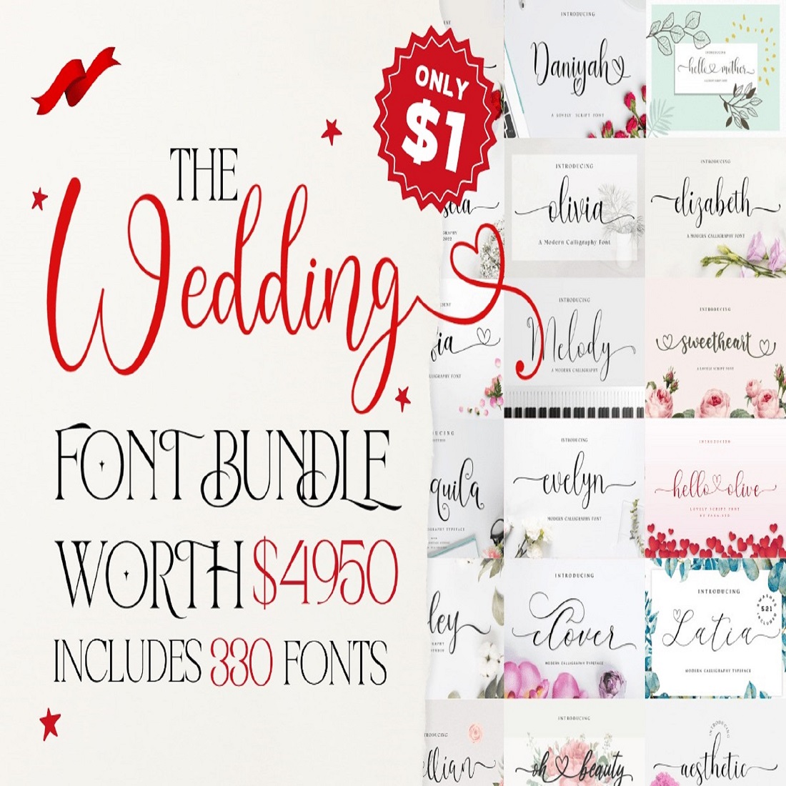 The Mega Script Font Bundle preview image.