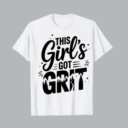 This Girls Got Grit text lettering This girls got grit mountain trees black white hiking EPS PNG T shirt Design cover image.