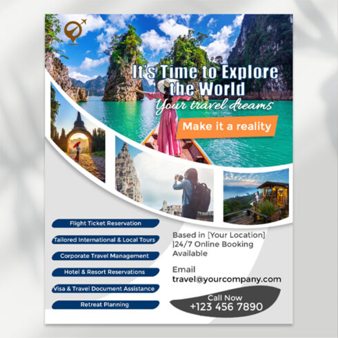 Explore the World Travel Flyer PSD Template | Tourism Social Media Design cover image.
