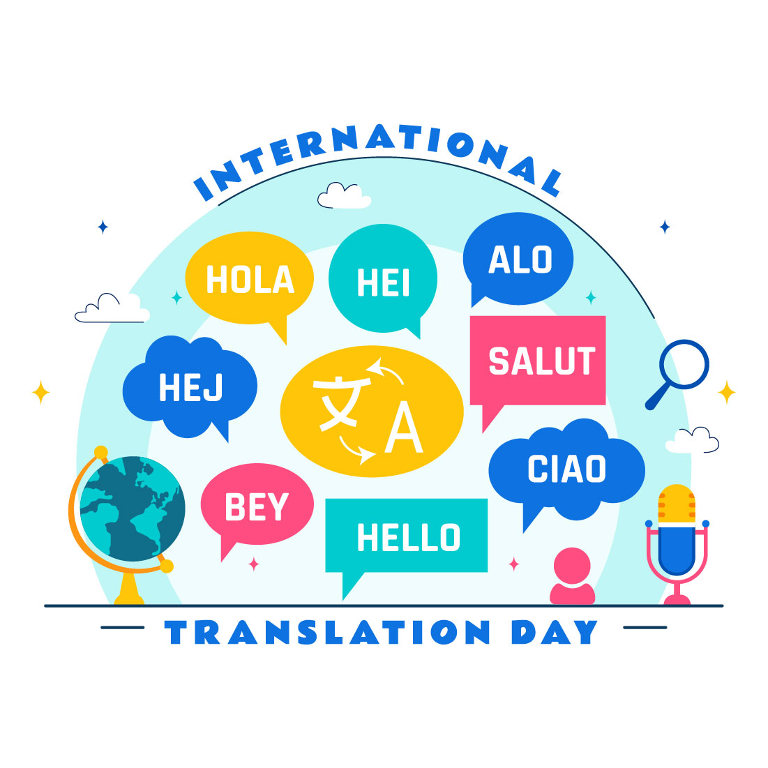10 International Translation Day Illustration preview image.