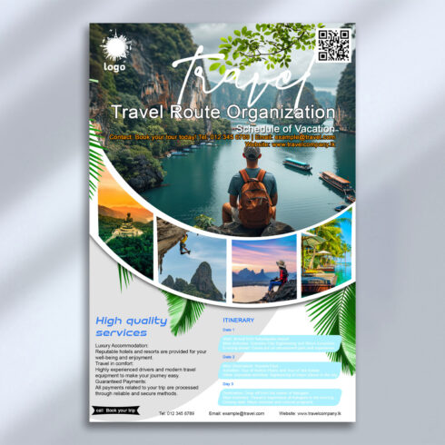 Adventure Travel Flyer PSD Template | Vacation Itinerary Brochure Design cover image.