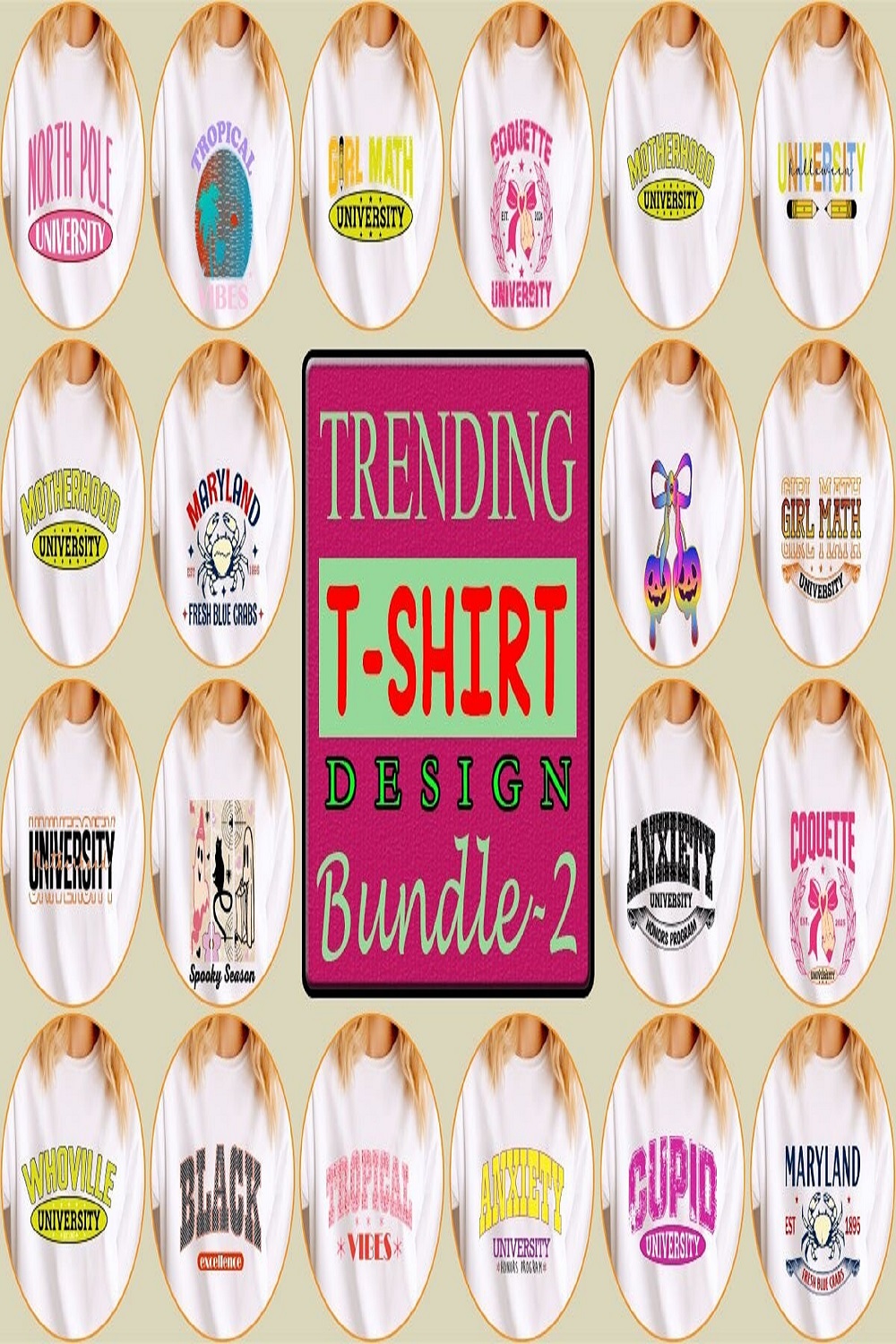 Trending T-Shirt Design Bundle 2 pinterest preview image.