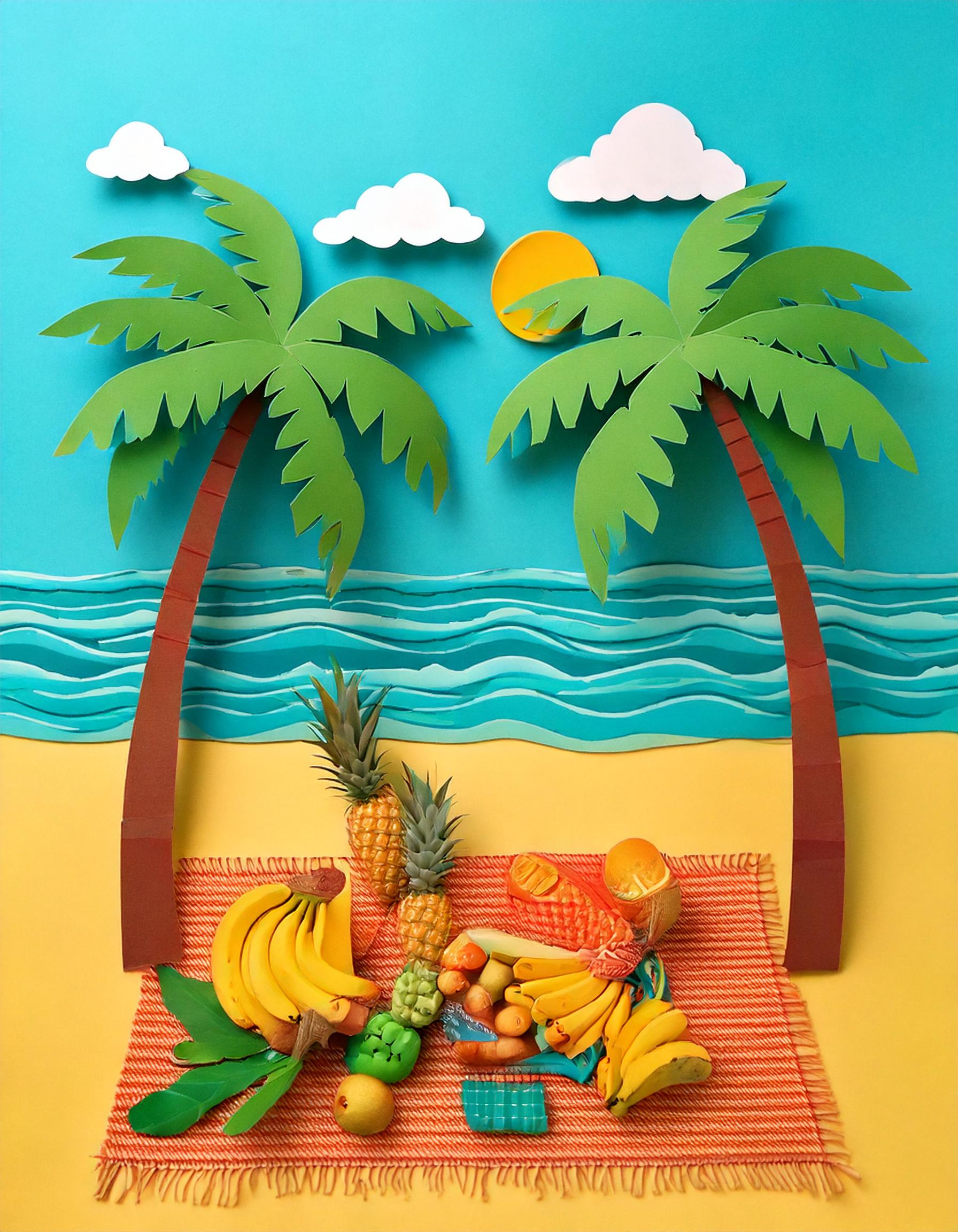 tropical island picnic paper cutout 01 801