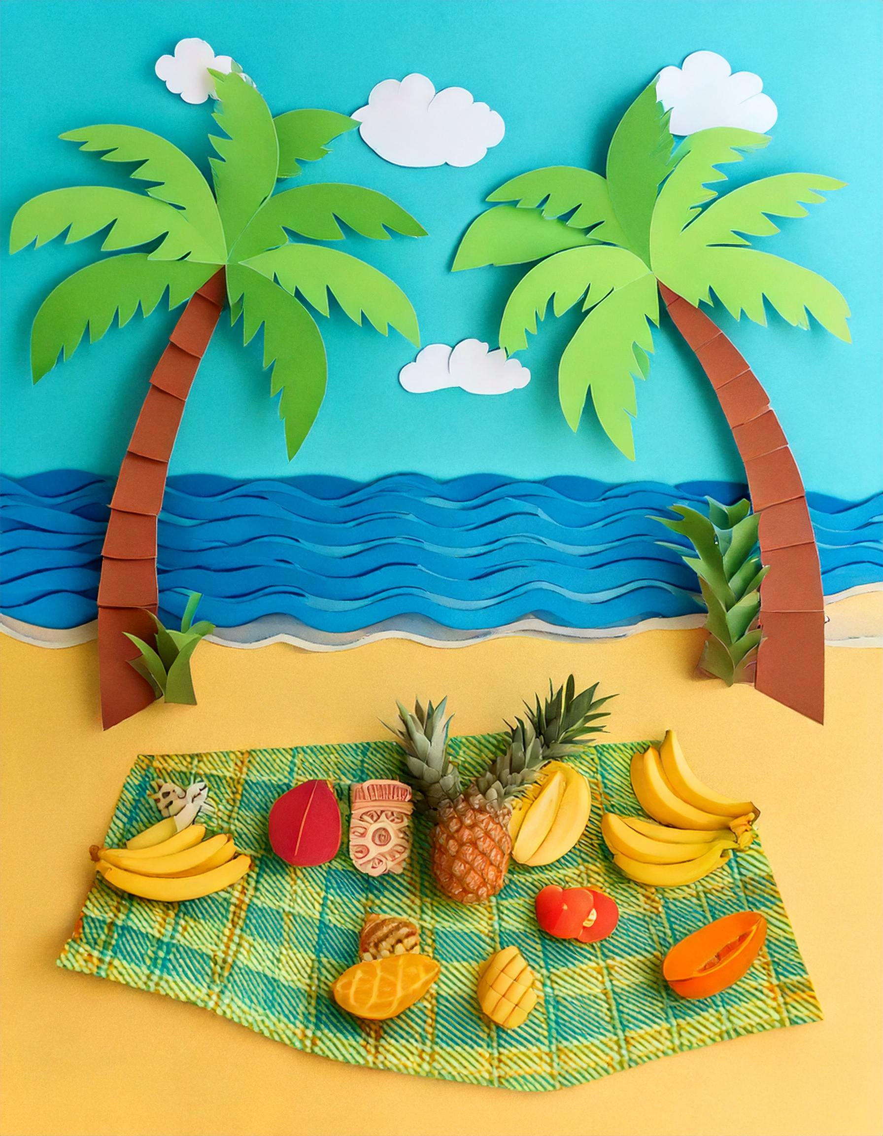 tropical island picnic paper cutout 02 198