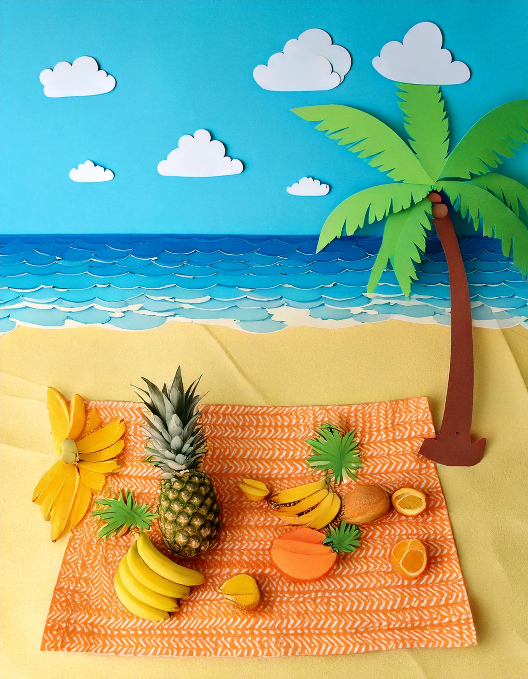 tropical island picnic paper cutout 03 131