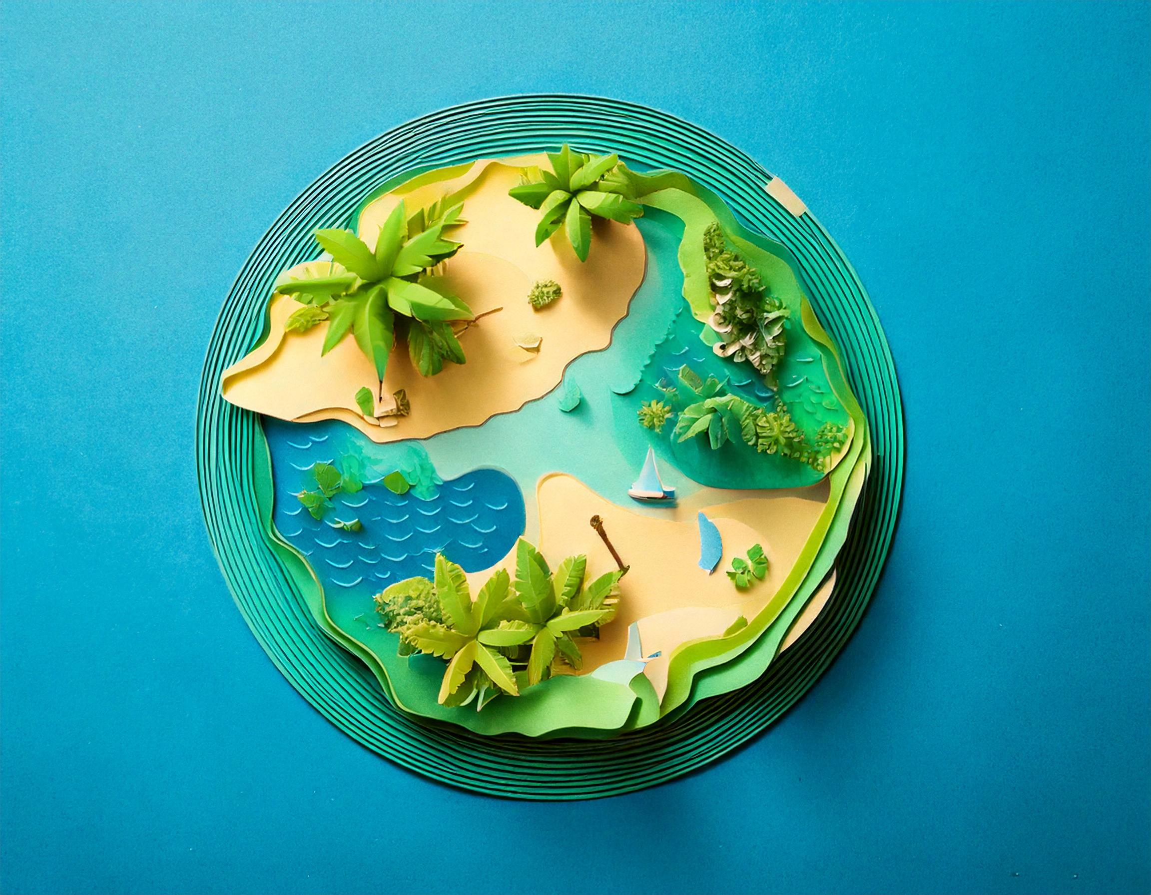 tropical island picnic paper cutout 06 5