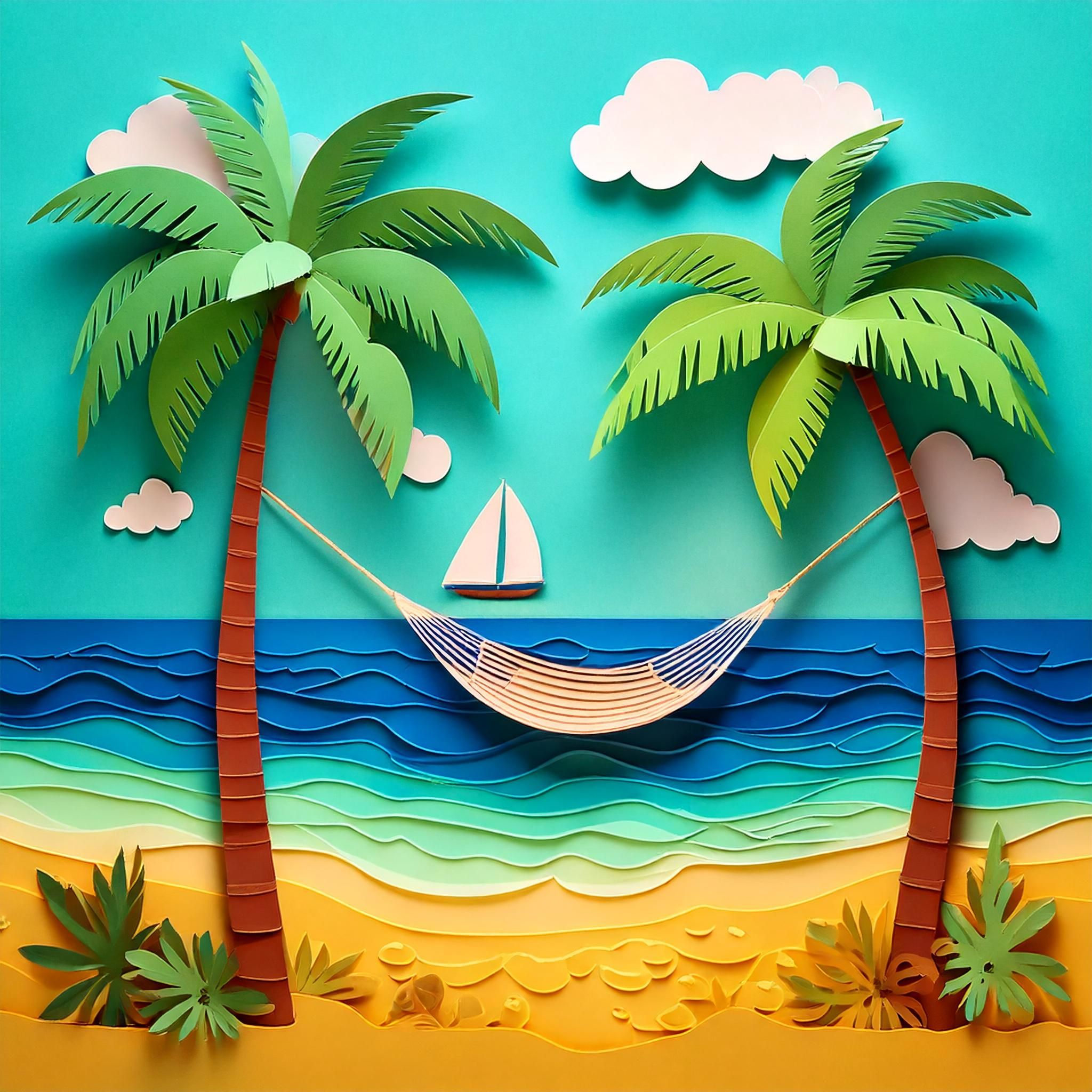 tropical island picnic paper cutout 07 974