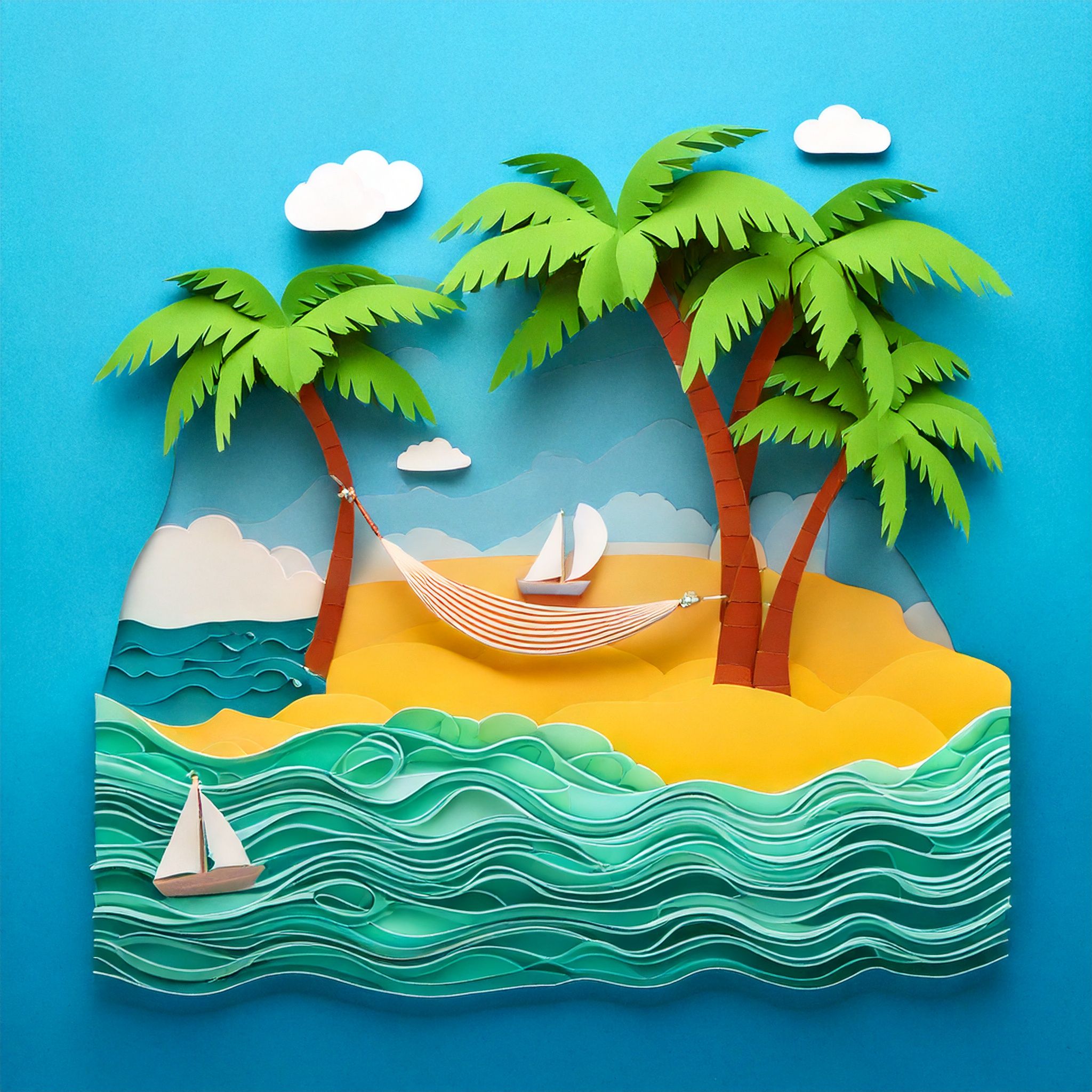 tropical island picnic paper cutout 08 378