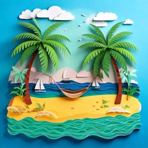 Cozy Harbor Scene in Handcrafted Paper Cutout Style Featuring a Lighthouse at the Edge of the Dock cover image.