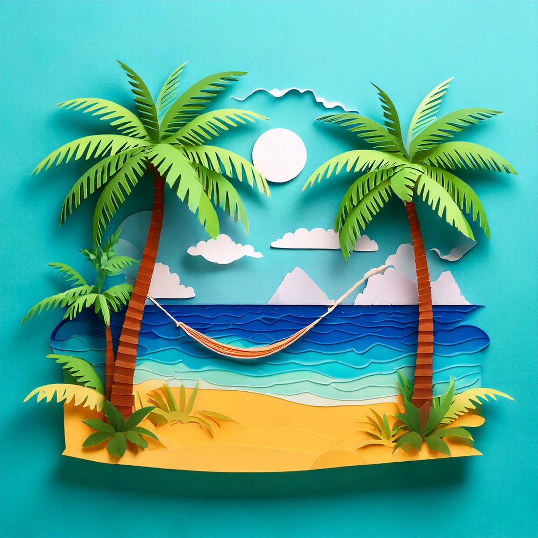 Cozy Harbor Scene in Handcrafted Paper Cutout Style Featuring a Lighthouse at the Edge of the Dock preview image.