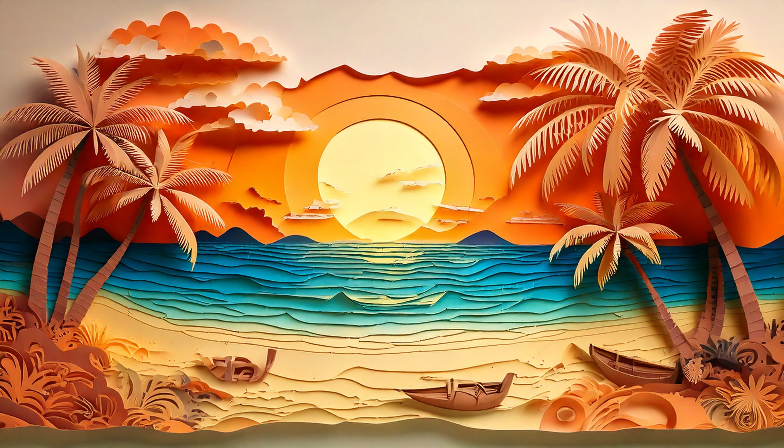 tropical island picnic paper cutout 13 925