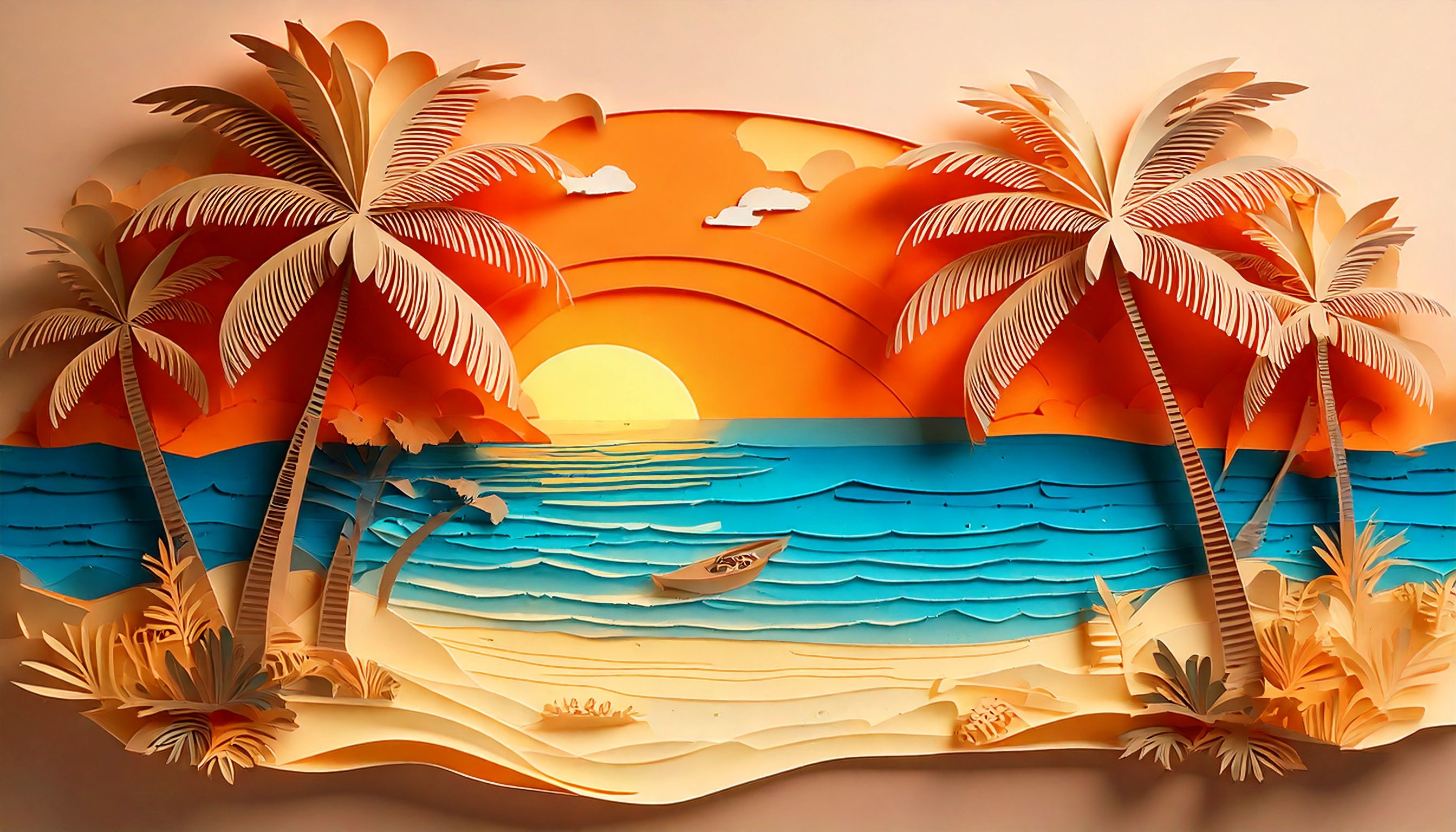 tropical island picnic paper cutout 14 107