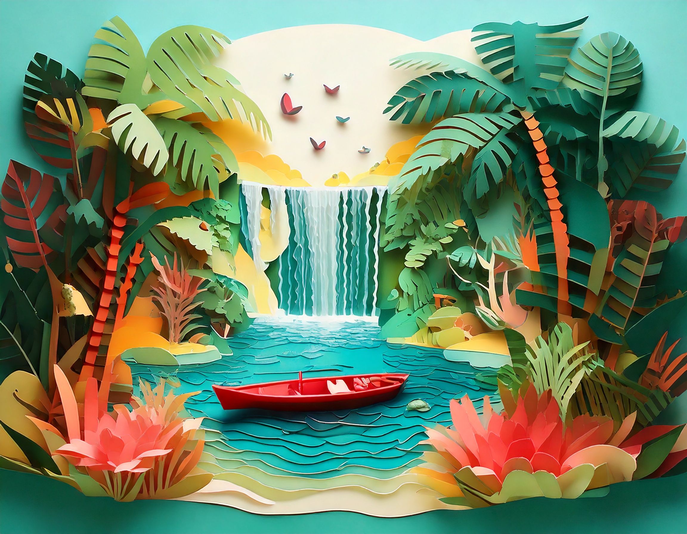 tropical island picnic paper cutout 16 249