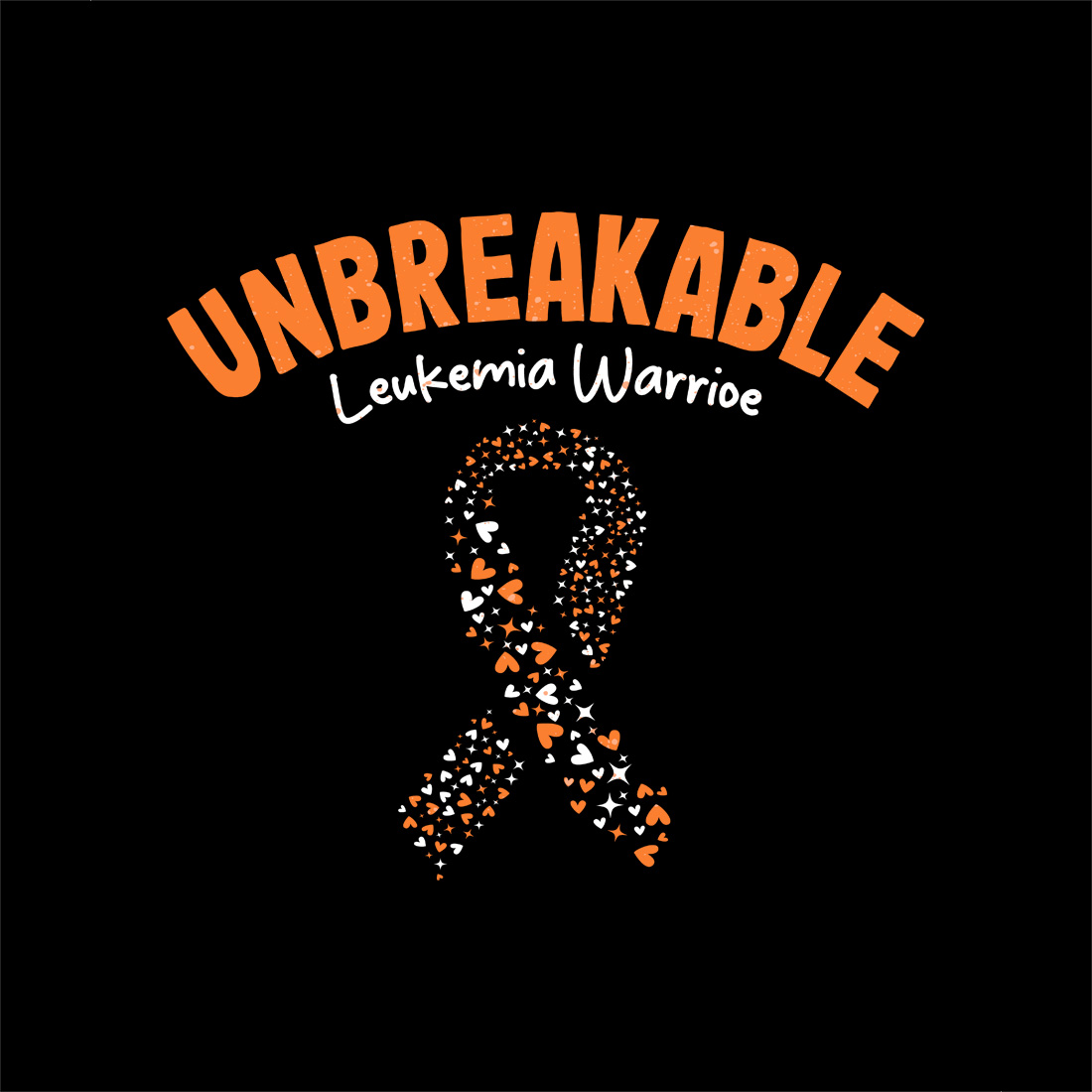 Unbreakable leukemia warrior ribbon with hearts awareness design graphic design preview image.