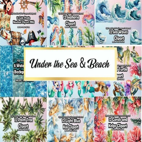 Under the Sea & Beach Vibes Clipart Bundle cover image.
