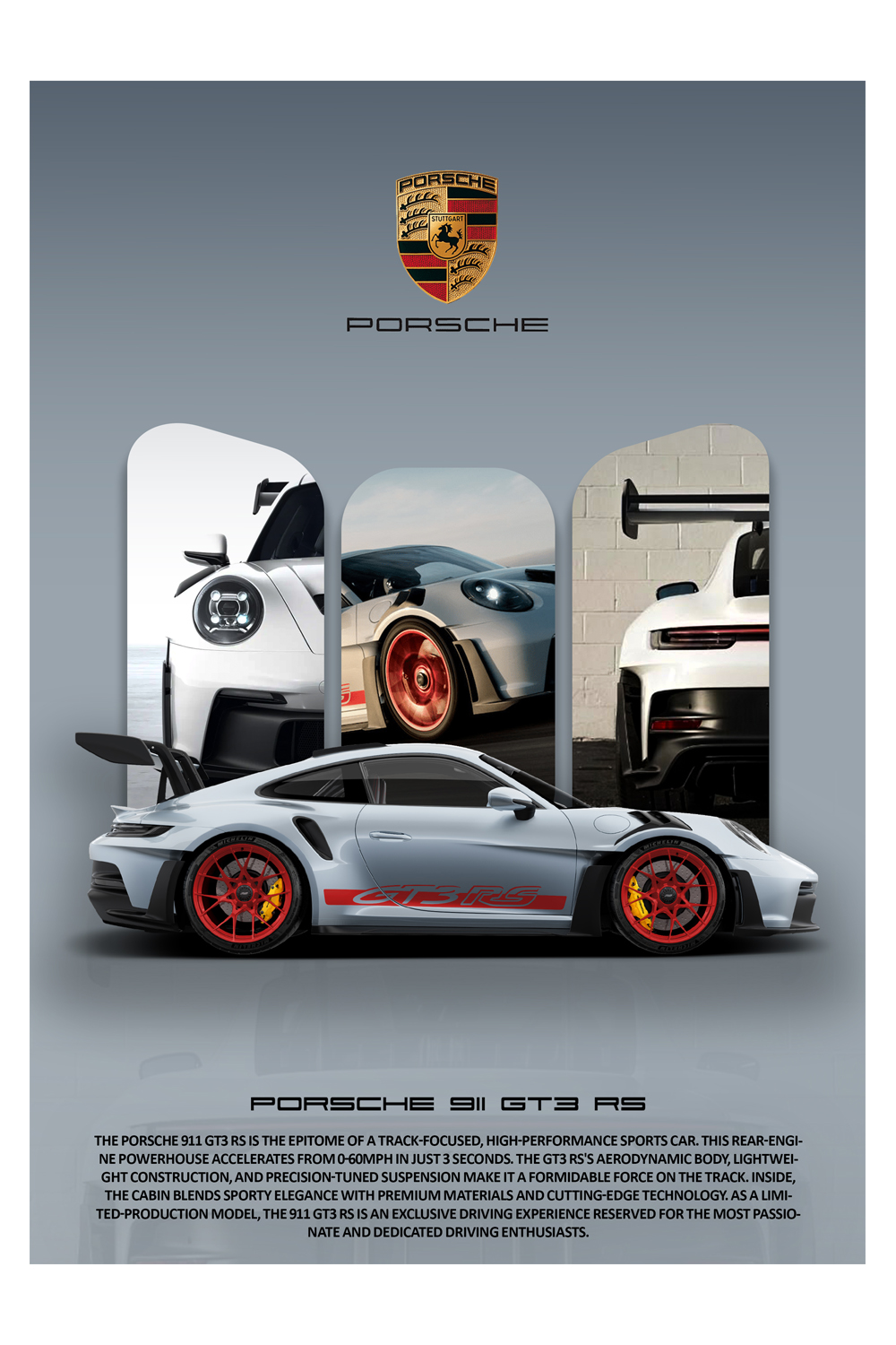"Luxury Car Poster: Porsche 911 GT3 RS | Printable Wall Decor" pinterest preview image.